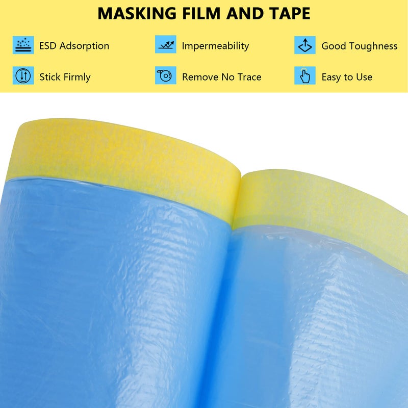 MyLifeUNIT Tape and Drape, 6 Pack Masking Paper with Tape for Automotive Painting - Image 2